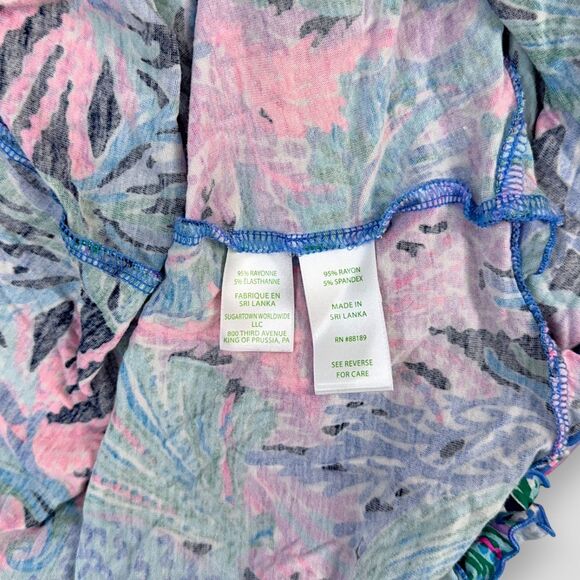 Lilly Pulitzer Women's PJ Tank Top Knit Ruffle High Tide Navy Pajamas Size Lrg - Picture 8 of 8